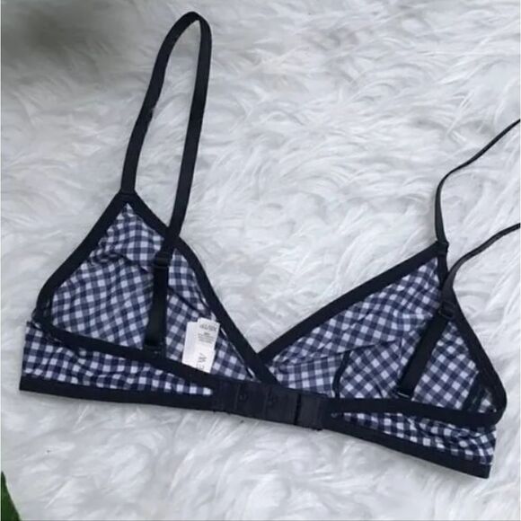 J CREW Microfiber Gingham Bra Navy Size Medium - Picture 3 of 5
